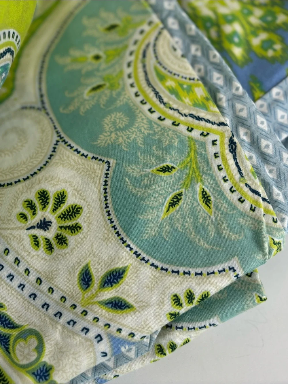 ECHO Design Duvet & Sham (2) set-“Sardinia” Paisley Print -Green & Blue F/Q